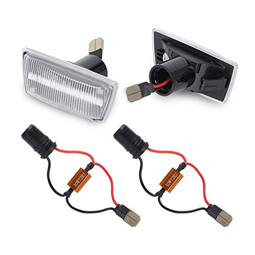 [1 par] Gempro LED luces de giro marcadoras laterales, luces indicadoras de dirección[color ámbar] para coche O-PEL Adam, Astra H, Corsa D, Corsa E, Insigina A, Meriua B, Zafira B(Lente transparente)