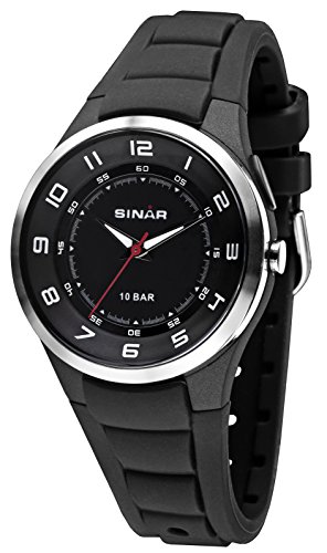 SINAR XB-28-1 Uhr Junge Kinderuhr Jugenduhr Kautschuk Kunststoff 100m Analog schwarz