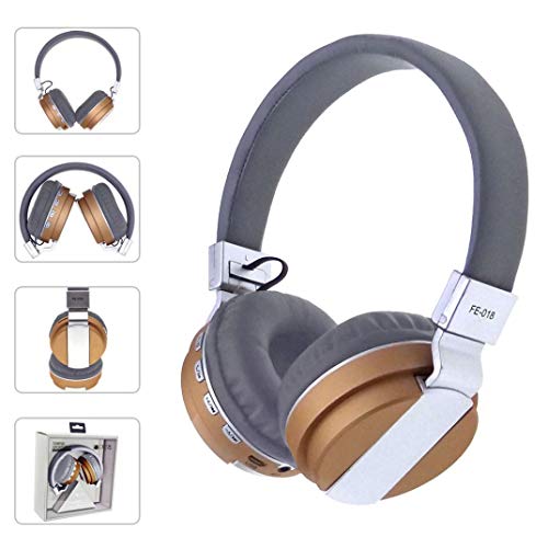 Preisvergleich Produktbild samLIKE Kabellos + Verdrahtet Kopfhörer, Noise Reduction 4D Stereo Tragbarer und Faltbarer Headphone Bloothooth Headset für iPhone,Android Smartphones PC und MP3 Players usw ( Gold)