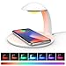 Produktbild AOKARLIA Led Nachttischlampe Dimmbar mit Kabelloses Induktionsladegerät, RGB Farbwechsel Stimmungslicht, Touch Control Augenfreundlich Kid Nachtlampe, 10W/7.5W Wireless Charger,Weiß