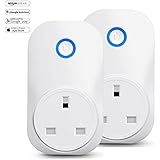 Wi-Fi Smart Plug, Heerda Works with Amazon Alexa and Google Home, Power Monitoring, Remote Control from Anywhere, WiFi Socket with Overload Protection, No Hub Required, 2 Pack(UK Plug)
