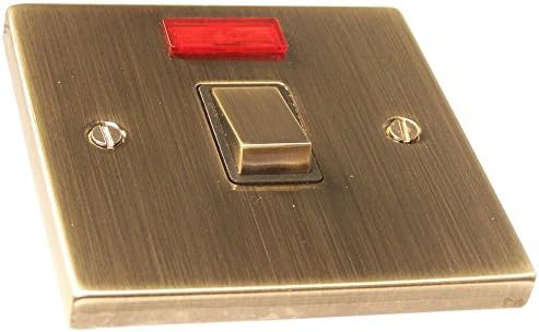 Causeway Wiring Accessories 1 Gang 20A DP Ingot Switch With Neon, Antique Brass