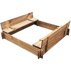 vidaXL Bac à Sable Carré Bois Imprégné FSC Aire de Jeux Extérieur pour Enfants