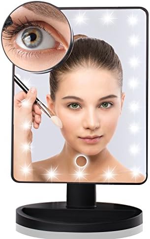 Magnifying LED Makeup Mirror with 21 Natural Warm and White LED Lighting with 10x Magnification Spot Mirror-Light Weight and Portable. Easy to use and clean.
