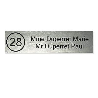 DECOHO Plaque boite aux lettres NUMERO Decayeux (100x25mm) gris argent lettres noires - 2 lignes