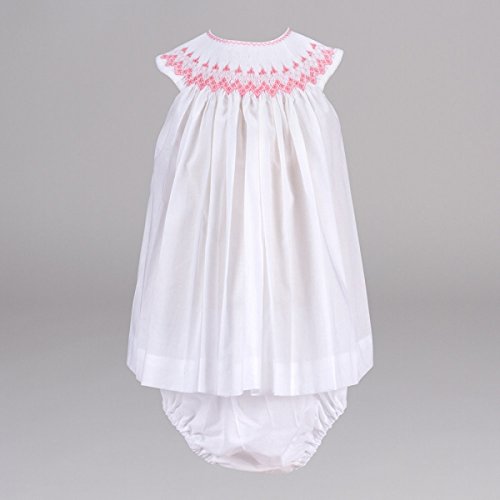 Baby Dress with Knickers Honeycomb- Pink- newborn gift- BebeDeParis- size: 6 months- 100% cotton- baby gift