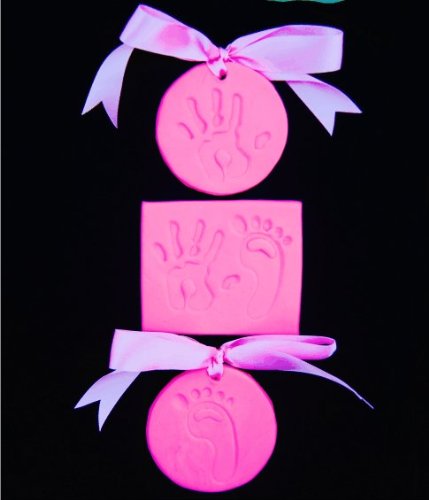Anika-Baby BabyRice New Baby Girl Pink Hand and Footprint Kit, Black Photo Display Frame
