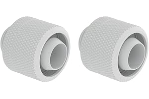 GREENDRACAENA Dracaena.io 2 Pack G1/4" Thread to 3/8" ID, 1/2" OD Compression Fitting for Soft Tubing, Soft Tube Connectors for Computer Water Cooling System, White
