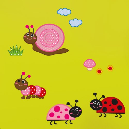 Wandkings Krabbelwelt Wandsticker Set, 35 Aufkleber, 2 DIN A4 Bögen, Gesamtfläche 60 x 20 cm - 5