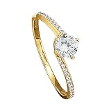 Jacques Lemans Damen Ring 375/- Gold Glänzend Zirkonia gelb 490370032