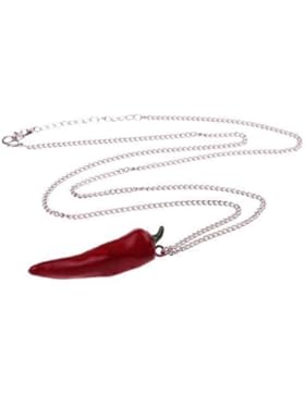 Chili Halskette - ca. 70cm lange Kette - Gemüse Anhänger Chilli Pepperoni Peperoni Obst Früchte Chilikette Retro