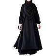 Muslim Closet Two Pieces Abaya Dress with Elasticated Sleeves made with Nida Matte Fabric - Knee length Burqa for Women and Girls