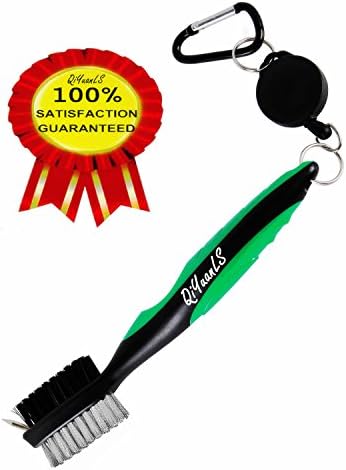 Golf Club Brush Golf Club Groove Cleaning Brush - 2 Ft Retractable Zip-line Aluminum Carabiner Easily Attaches to Golf Bag - For Cleaning Golf Shoes/Golf Club/Golf/Golf Groove (green)