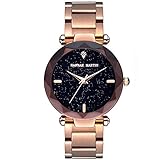 RORIOS Fashion Damen/Frauen Analog Quarzuhr Armbanduhren Armband Edelstahl Sternenklarer Himmel Dial Wasserdichte Armbanduhr