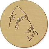 95mm De Madera Posavasos Azeeda 6 x \'Friki de Tiburón\' 95mm Redondo De Madera Posavasos (CR00024781)