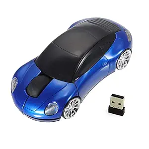 Microware Car Shaped Mouse Wireless Mouse Computer Mice with USB Receiver Blue