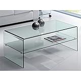 Peso (kg): 47 Mesa de Centro de Cristal Curvado con Estante Cardinia 110 cm