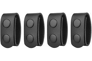 DONGKER Duty Belt Keeper,4 Pezzi Porta per Cintura Tattica in PU Pelle Supporto per Cinture con Doppi Bottoni Automatici Misura 2-2¼ Pollici della Cintura