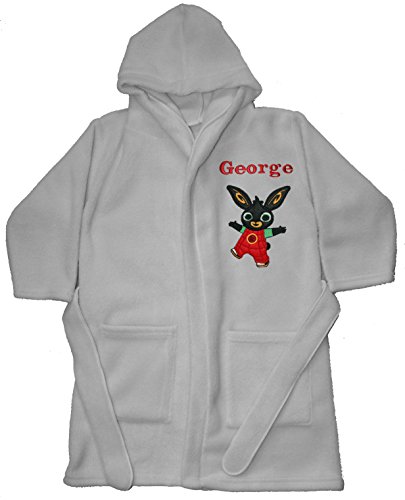Boys Bing Bunny Applique Luxury Personalised Super Soft Fleece Dressing Gown/Bath Robe (2-3 Years)