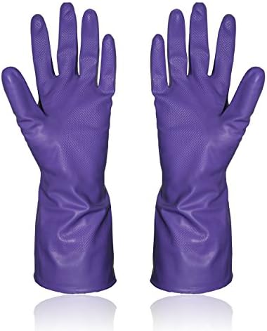 Comway Latex gloves Kitchen gloves Cleaning supplies Lightweight washing Durable domestic waterproof gloves Food grade synthetic Clean Gloves Lightweight and slim (Purple)