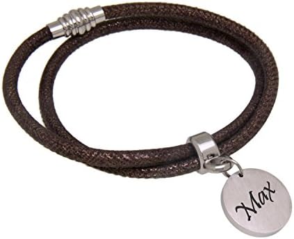Imitation Leather Double Wrap Bracelet Stainless Steel Clasp with Engraveable Plate