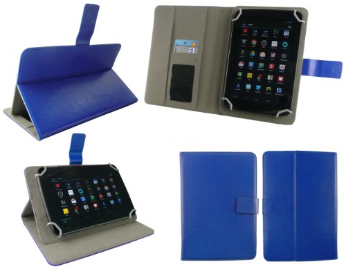 Emartbuy® Prestigio MultiPad Wize 3767 3G 7 Zoll Tablet Universalbereich Blau Multi Angle Exekutiv Folio Mappen Kasten Abdeckung mit Kartensteckplätze + Blau Eingabestift - 2
