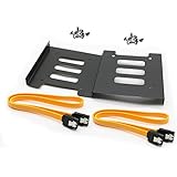 Pasow 2 Pack 2.5" to 3.5" SSD HDD Hard Disk Drive Bays Holder Metal Mounting Bracket Adapter for PC (Bracket + Yellow Sata II Cables)
