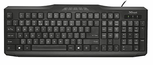 Trust Classicline Multimedia Tastatur (5 Multimediatasten, spritzwassergeschützt, leiser Tastenanschlag, USB, QWERTZ, deutsches Tastaturlayout) schwarz