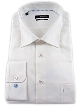 Seidensticker Herren Langarm Hemd Splendesto Regular Fit Kent weiß strukturiert mit Piping 184508.01