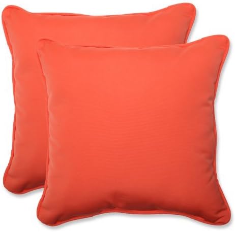 Pillow Perfect Throw Pillow with Melon Sunbrella Fabric, 18.5-Inch, Set of 2 by Pillow Perfect