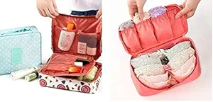 OPTIYORK Cosmetic Makeup Toiletry Case Storage Pouch Handbag Personal Garment Bag Case Undergarments Organiser for Women Men Travel Pouch Kit- Girls Innerwear (Combo pack garment bag+ makeUp bag)