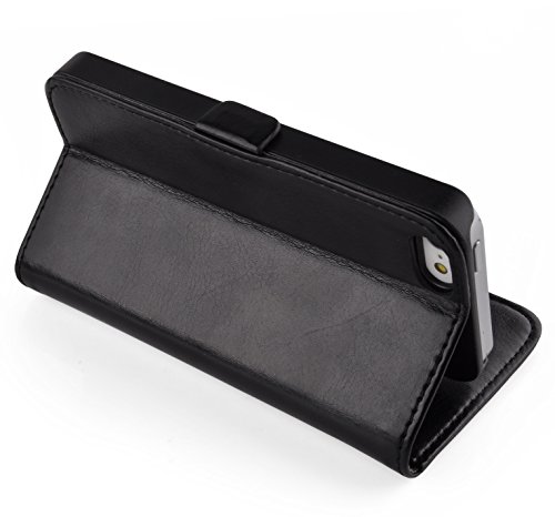 JAMMYLIZARD iPhone se  iPhone 5 5s Funda de piel   0009234       Tel  fono M  vil  Lujosa Funda Series  piel Flip case cover Carcasa con tarjetero funda de piel  color negro