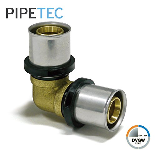 Pipetec Pressfitting, Press-Winkel 90° 16x2 PFW1616, DVGW, TH Profil, Pressfitting 16 x 2