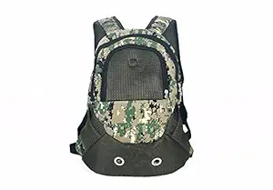 emily pets Sri Breathable Mesh Front Bag Head Out Double Shoulder Printed Backpack for Puppy and Cat (Army Green)