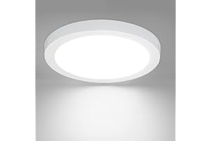 Glitzerlife Lampa Sufitowa Okrągła Płaska - Lampa Sufitowa Nowoczesna Biała Lampa Korytarzowa LED Zimna Biel 5000K 18W IP44 Wodoodporna do Kuchni Biura Salonu Łazienki Jadalni Ø22.5CM