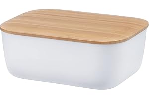 RIG-TIG "Box-It" Butterdose mit Bambusdeckel – Passend für Normale Butterstücke, Spülmaschinengeeignet, BPA-freies Melamin mit Nachhaltigem Bambusdeckel, Weiß