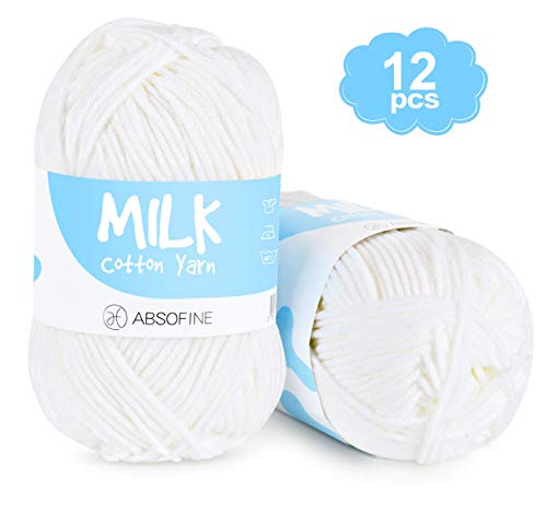 12*50g Pelotes de Laine en Coton Lait 100m Pelotes Fil a Tricoter Laine pour tout projet de tricot et de crochet