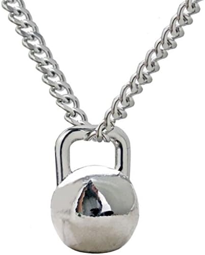 TINGTING Necklace Titanium Steel Dumbbell Necklace Stainless Steel Pendant Necklace World Cup Necklace Jewelry,Silver