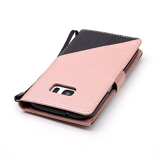 Samsung Galaxy S6 Hülle,Samsung Galaxy S6 Hülle Flip Case,Samsung Galaxy S6 Case Schwarz,Samsung Galaxy S6 Cover,EMAXELERS Galaxy S6 Hülle PU Leder Wallet Brieftasche Schutzhülle Etui für Samsung Galaxy S6,Galaxy S6 Hülle Cute Dreieck Muster PU Ledercase Flip Tasche Case Cover Ledertasche Schutzhülle Handyhülle mit Ständer und Karte Halter Case Hülle Etui Cover für Samsung Galaxy S6,Pink Triangle and Black - 6