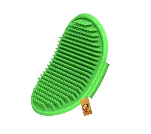 Foodie Puppies Pet Shampoo Washing Soothing Massage Rubber Bristles Hand Brush Comb for Dogs & Cats - 1 Piece (Colour May Vary)