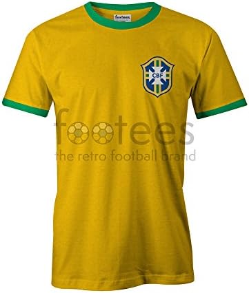 Personalised Retro Brazil Home Football Shirt- Mens T Shirt Unofficial (M)