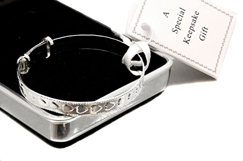 Silver Plated Baby Bracelet ~ Bangle & Personalised Engraved Gift Box, Christening Gift