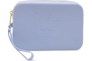 waschies Borsa da viaggio in morbido silicone elastico con chiusura lampo, per 3 trucchi e cosmetici, articoli per l'igiene, Azzurro pastello, 19 x 12,5 x 4 cm, Beauty case