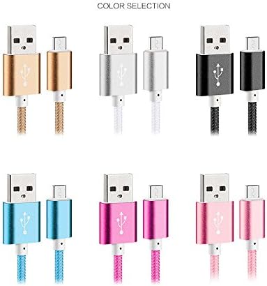 Micro USB Charger Cable, Premium 1m/1.5m Micro USB 2.0 Sync Data Fast Charging Cord, Ultra Durable Nylon Braided Wire, Universal Power Charging Line for Samsung Galaxy S7, S6 , Edge, S4, S3, Note 5, 4, 2,Google Nexus, LG, HTC, Nokia, Blackberry and More - (Silver)