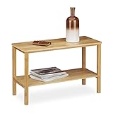 Relaxdays Couchtisch RUSTICO Bambus, Rechteckig, Flach, 2 Ebenen, Ablage Mit Stauraum, HBT: ca. 50 x 80 x 34 cm, natur