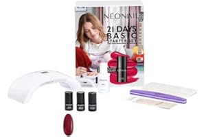 NÉONAIL 21 Days Basic Starter Set - Pintauñas Semipermanentes - Esmaltes Semipermanentes Para Uñas - Lampara Uñas Semipermanentes - Pintauñas - Gel Uñas - Lampara de Uñas - Top Coat y Base Coat - Kit