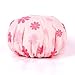Moolecole Women Waterproof Hair Dry Lined Shower Cap Floral Double Layer Bathing Cap Elastic Band Spa Shower Hat Pink