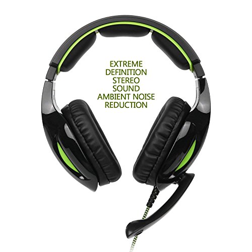 Supsoo Auriculares G813 Est  reo DE 3 5  mm  con Cable  para Juegos  con micr  fono  Cancelaci  n de Ruido y Control de Volumen  para Xbox One PC Mac PS4 tablet tel  fono  Negro y Verde 