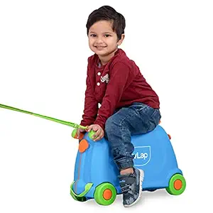 LuvLap 2 in 1 Baby & Kids Hard Top Luggage, Suitcase Trolley Cum Ride-On with Wheels, Multifunctional, Lightweight (Blue)