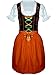 Produktbild Di20os Midi Dirndl, 3 teiliges Trachtenkleid in orange schwarz, Kleid mit Bluse und oranger Schürze, Rocklänge ca 60 cm, Gr. 38